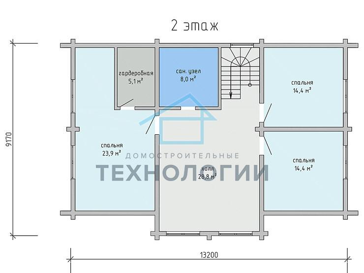 Дом шале из бруса в полтора этажа 9х13 с котельной Отрада
